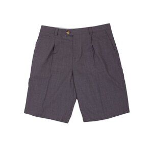 BRUNELLO CUCINELLI gray wool pleated front suit pant shorts